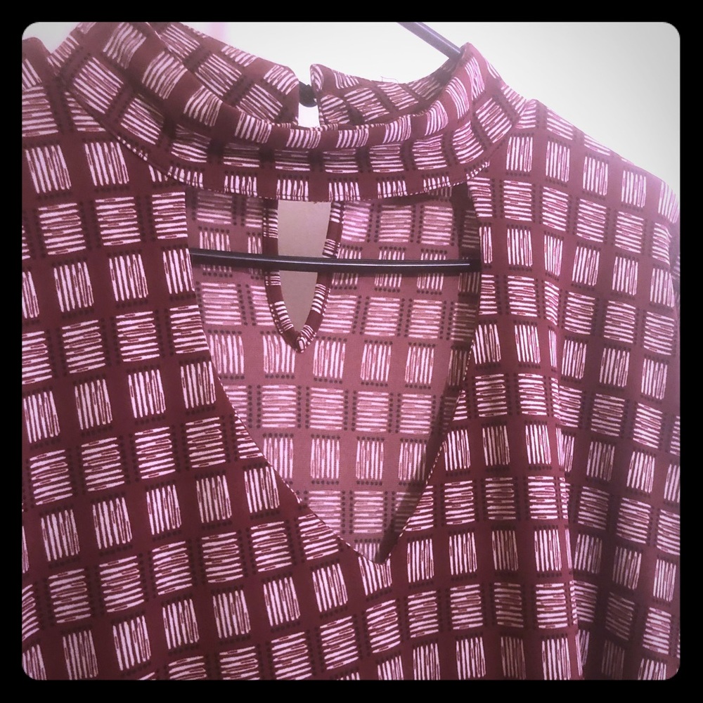 Deep red, Long-sleeve top with cut outs